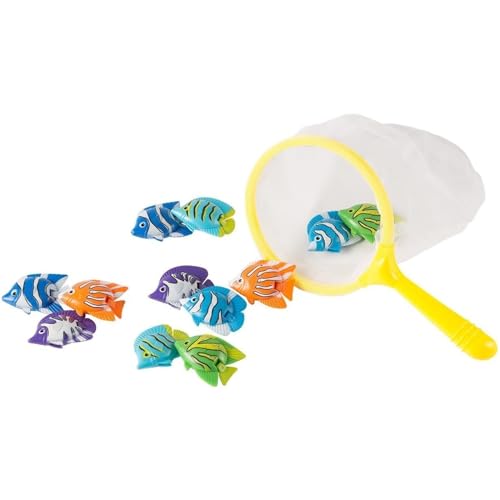 Swimming Pool Dive & Catch Fish Set - Pool Diving Adventure & Fishing Net - Kid Activity with Colorful Fish - 13-Piece, Mu...