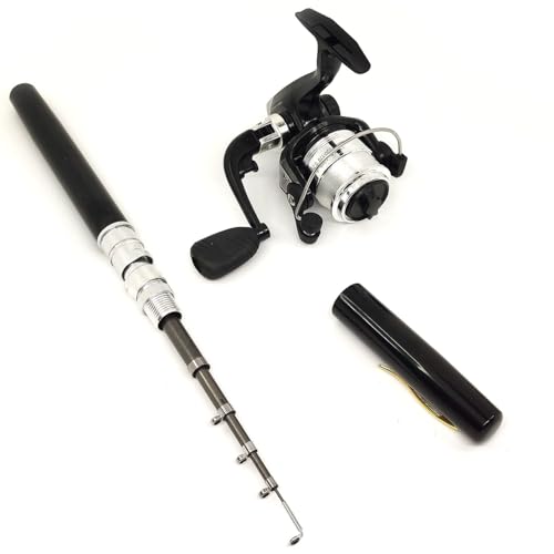 Portable Small Pen Fishing Rod and Spinning Reel Combo, 38inches Pocket Mini Fishing Kit Telescopic Fishing Pole for River...