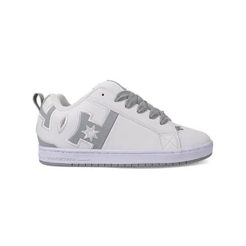 DC Men's Court Graffik Skate Shoe, White/Grey, 10.5