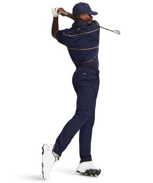 Under Armour Playoff 3.0 Stripe Mens Golf Polo - Navy/Orange/XXL