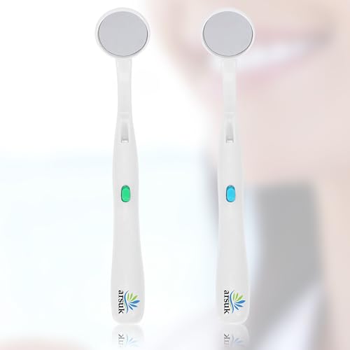 LED Dental Mirror with Light β Oral Inspection Tool for Teeth, Gums & Tongue β Anti-Fog Reusable Mouth Mirror for Home Dental Care, Hygiene Check & Oral Cleaning β Dentist Tools by ARSUK β 2 Pack