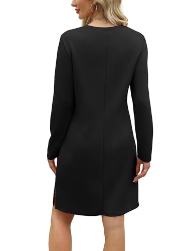 Sampeel Dresses for Women 2025 Casual Long Sleeve V Neck Tshirt Dress Side Split Fashion Fall Outfits