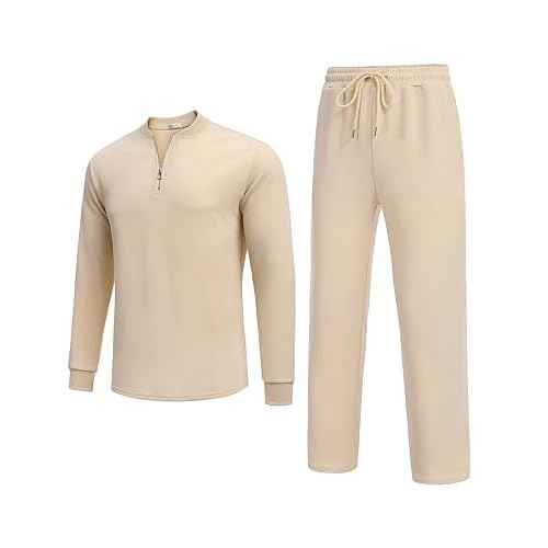 COOFANDY Men's 2 Piece Tracksuit Set Polo Athletic Sweatsuit Quarter Zip Jogging Long Sleeve Casual Sports Outfits