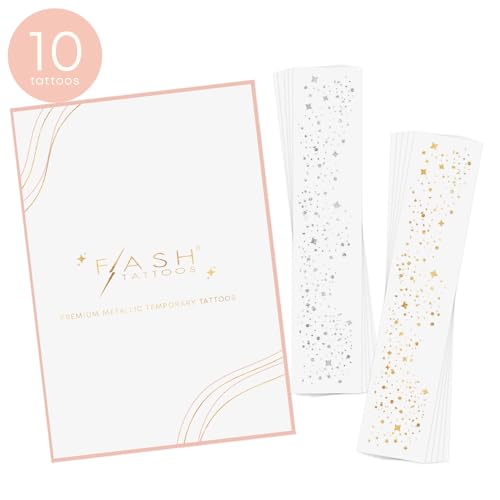 GALACTIC SPARKLE SET of 10 makeup face freckle Flash Tattoos patches in metallic gold foil and metallic silver foil | Face...