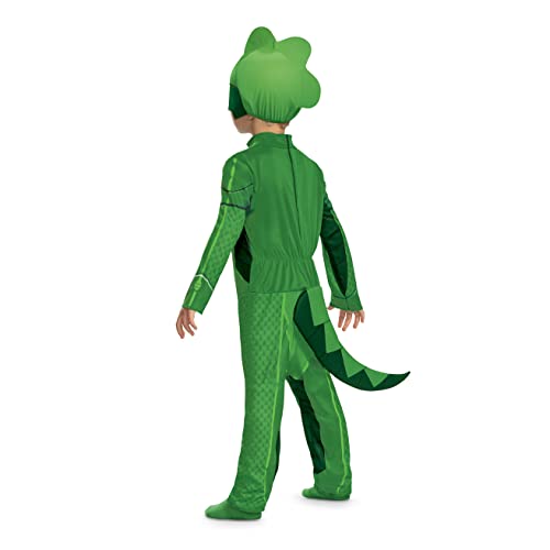 Disguise Gekko Costume for Kids, Official PJ Masks Megasuit Costume Jumpsuit and Mask, Toddler Size Medium (3T-4T)