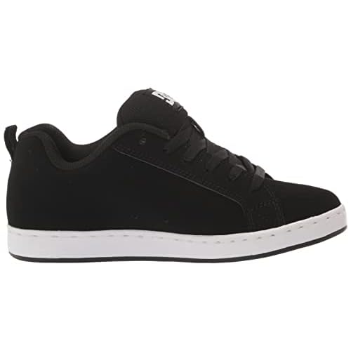 DC Women's Court Graffik Casual Low Top Skate Shoe, Black/White Stencil, 6.5
