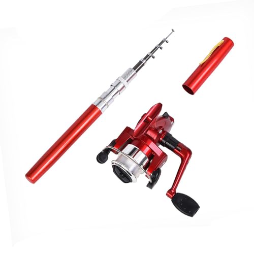 Shurhome Pocket Foldable Fishing Rod Reel Set Small Pen Fishing Rod Set Pen Shaped Telescopic Fishing Rod with Fishing Reel