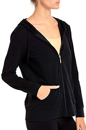Sofra Women's Thin Cotton Zip Up Hoodie Jacket