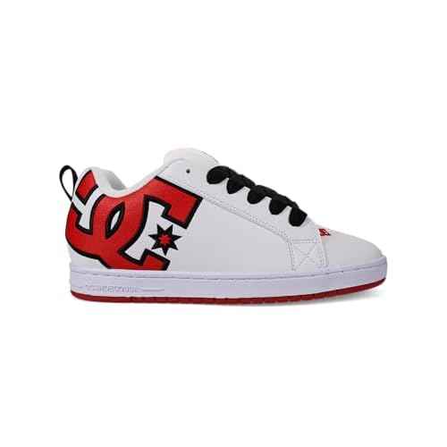 DC Mens Court Graffik Casual Low Top Skate Shoe SneakerSkate Shoe, White/Red 14