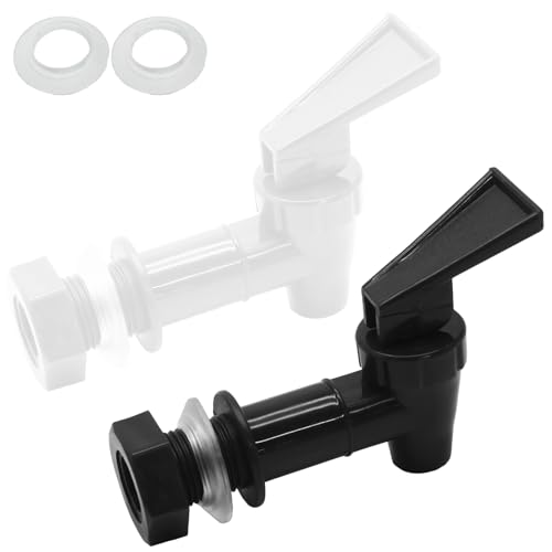 Hordion Plastic Spigot Replacement Cooler Faucet, 2 Sets Water Jug Spigot BPA Free Dispenser Valve Reusable Bucket Tap, Bl...