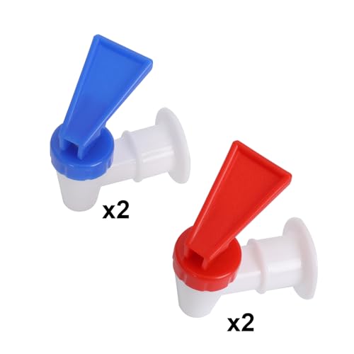 4 Pack Replacement Water Dispenser Faucets - 2 Red & 2 Blue Plastic Spigots, 3/8 Inch Internal Thread, BPA-Free for Water ...