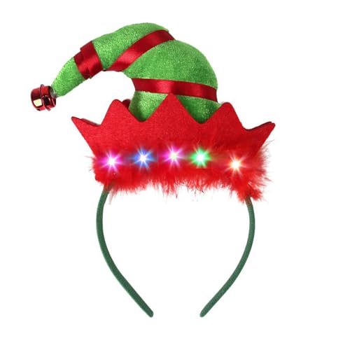 Sinalty Light up Christmas Headbands Xmas Red Feather Headpiece for Women (Red, Normal)