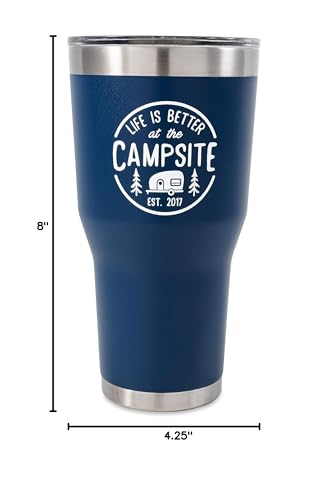 Camco Life is Better at The Campsite Tumbler | Heavy Duty Double Wall Vacuum Insulation | Crafted of 18/8 Stainless Steel...
