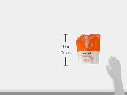 Method Liquid Dish Soap Refill, Dishwashing Liquid that Cuts Through Tough Grease for a Sparkling Clean, Clementine Scent, 1.06 Liter Bags, 2 Pack