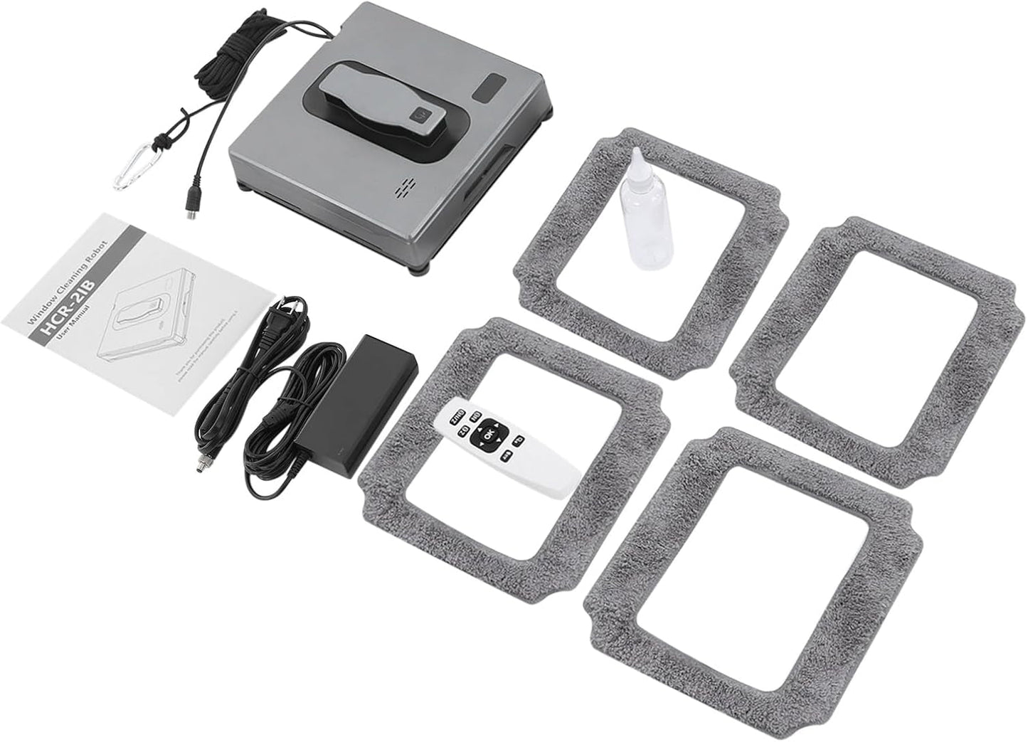 Window Cleaner Robot, Window Cleaning Machine 3 Cleaning Mode Automatic Window Vacuum Cleaner Remote Control/App Load 297.62 Lbs in Homes 8.5 X 8.5 X 2.7 Inch (Silver-Gray)