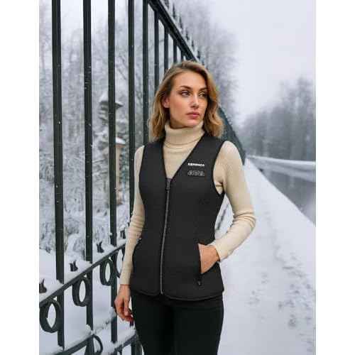KEMIMOTO Heated Vest for Women with Battery Pack Included, V Neck with Inner Pocket Lights-out Design, Electric Warming Vest