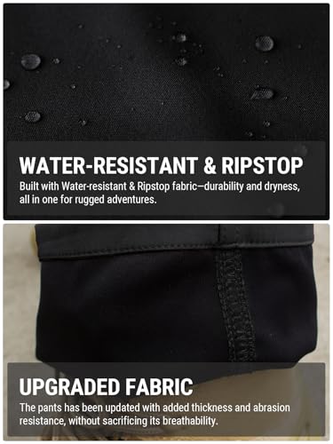 FLYFIREFLY Men's Tactical Cargo Pants Water Resistant Ripstop Outdoor Quick Dry Hiking Work Pants with Pockets(No Belt)