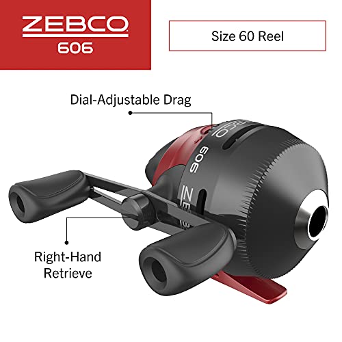 Zebco 33 Spincast and 606 Spincast Fishing Rod and Reel Combos with 6-Foot 2-Piece and 6-Foot 6-Inch 2-Piece Fiberglass Rods