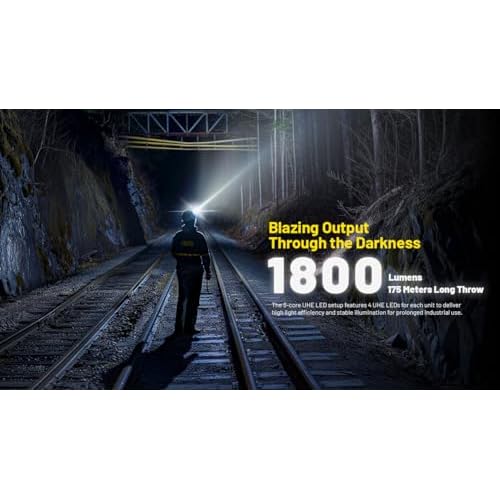 Nitecore NU53 1800 Lumen Headlamp, USB-C Rechargeable, Long Runtime, Industrial Work and Outdoor Headlamp with White & Red Auxiliary Lights