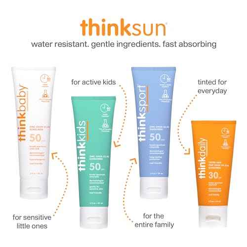 Thinkbaby SPF 50+ Baby Sunscreen, 3 Oz. ? Safe, Natural Mineral Sun Cream for Babies - Water Resistant, Broad Spectrum UVA/UVB Sun Protection ? Vegan Sunscreen for Kids