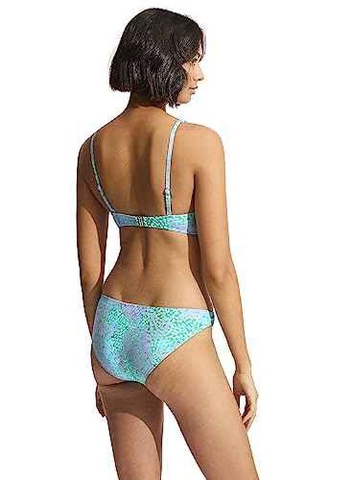 Seafolly Women's Hipster Bikini Bottom Swimsuit with Square Trim Detail, Sea Skin Vivid Green