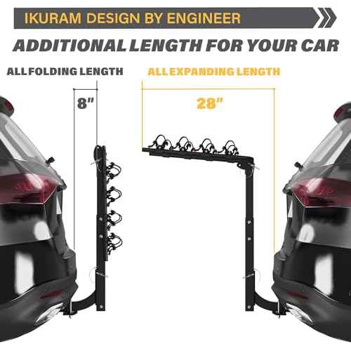 IKURAM R 4 Bike Rack Bicycle Carrier Racks Hitch Mount Double Foldable Rack for Cars, Trucks, SUV's and minivans with a 2" Hitch Receiver