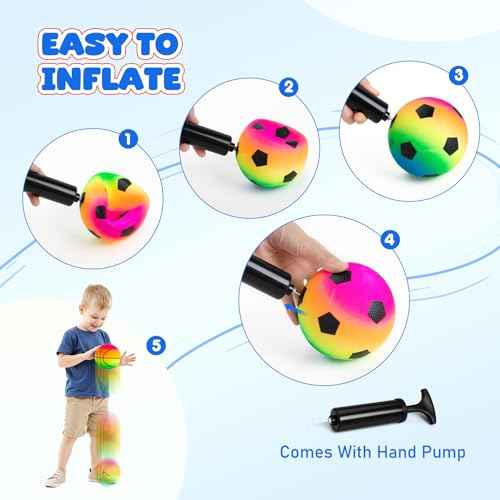 EVERICH Balls for Toddlers 1-3, 7 Pcs 5" Playground Balls for Kids, Soft Rubber Small Sports Ball Set with Football, Basketball, Soccer, Indoor Outdoor Toddler Toys Games Birthday Gifts for Boys Girls
