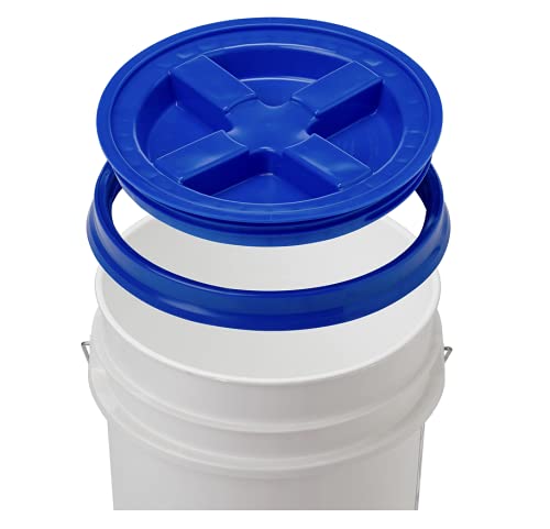 House Naturals 5 Gallon Plastic Bucket Pail Food Grade with Blue Screw on Lid(Pack of 3) Made in USA