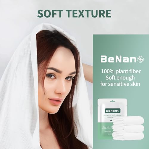 Benano Premium Disposable Towel, 100% USDA Biobased 55 in x 27.5 in Large Bath Towel Travel Towel Washcloth Reusable for H...