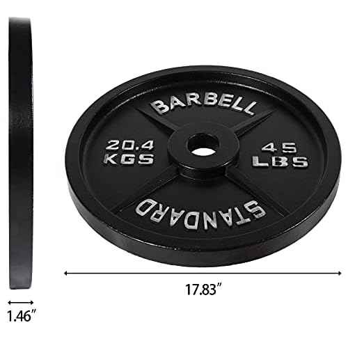 Fitvids Olympic Cast Iron 2-Inch Weight Plates Including 5FT Olympic Barbell Bar & Safely Locks, 100 Pounds Set (85 Lbs Plates + 15 Lbs Barbell Bar), Multiple Packages