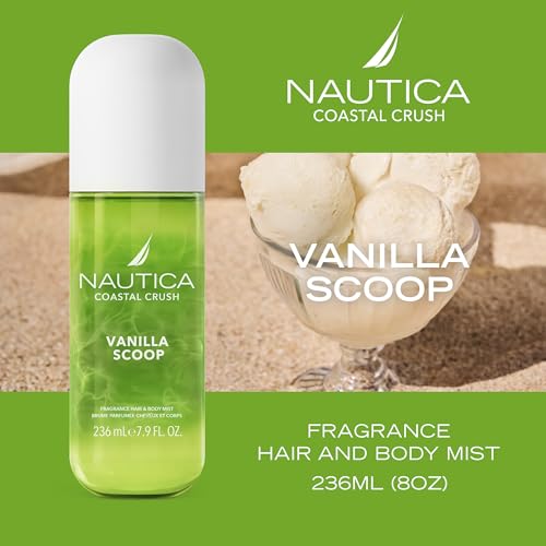 Nautica Vanilla Scoop, a Decadent Gourmand Hair & Body Mist for Women, Notes of Pistachio, Cherry Blossom, and Vanilla, Long Lasting, 8.0 fl oz