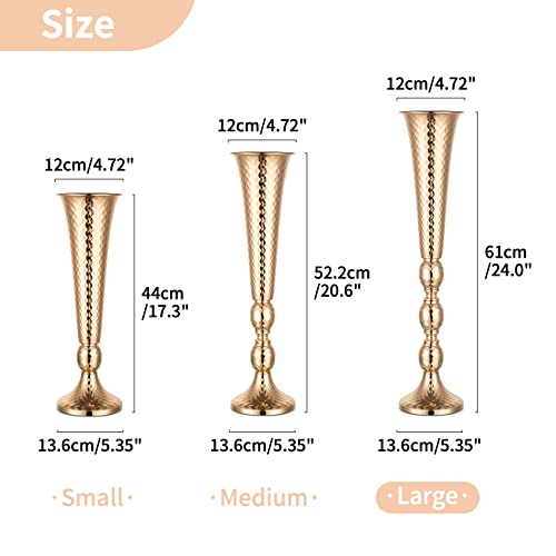 Nuptio 2 Pcs Centerpieces for Wedding Table, 24in Tall Metal Trumpet Vase, Flower Vases for Party Dinner Centerpiece Even...