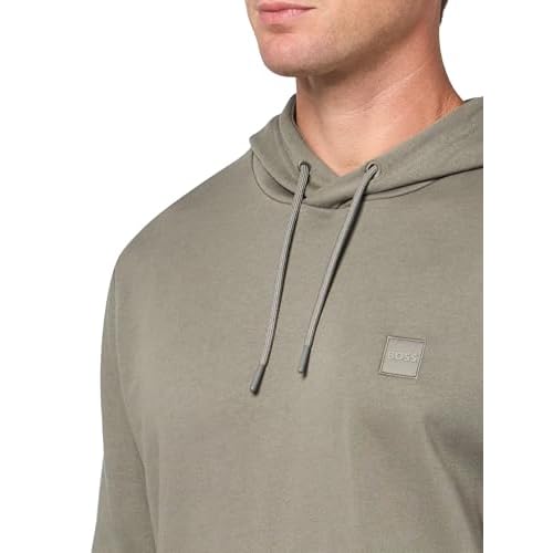 BOSS Men's Patch Logo French Terry Pullover Hooded Cotton Sweatshirt