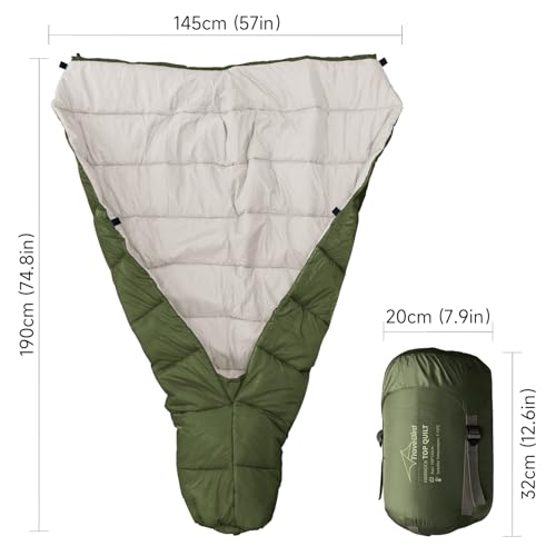 Sleeping Bag Topquilt with Inflatable Sleeping Pad, Warm Insulation Sleeping Quilt for Backpacking, Camping and Hiking