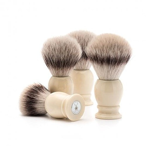 MÜHLE Classic Large Faux Ivory Silvertip Fiber Shaving Brush - Synthetic Luxury Shave Brush for Men, Rich Lather