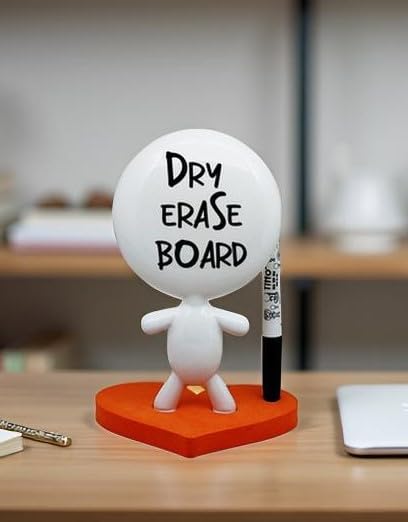 Estudio MW TITTO in Love, Draw Your Ideas - Back to School Gadgets Desk Gifts - Small Desktop Whiteboard Dry Erase - Ceramic Doll - Orange Office - Create Funny Faces (Orange)