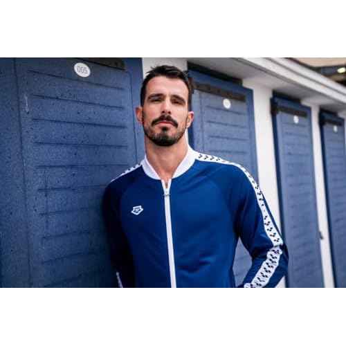 ARENA Men's Team Relax IV Track Jacket Front Zip Side Pockets Warm-Up Top Lightweight Athletic Retro Cool Bomber Jacket