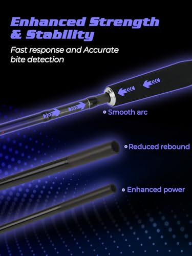 4-PieceSpinning Fishing Rod, 7' Travel Fishing Pole and 200 Reel Combos,5 +1 Shielded Bearings Stainless Steel BB Spinning...