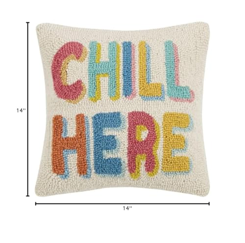 Peking Handicraft 30JES1742C14SQ Chill Here Hook Pillow, 14-inch Square, Wool and Cotton