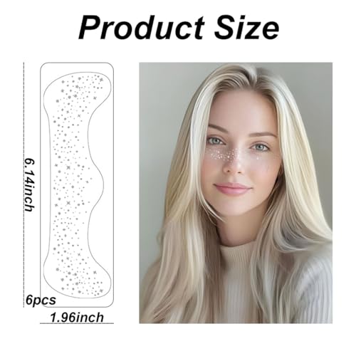 Silver Glitter Freckles Face Tattoo - Face Sparkle Freckles Sticker - Silver Faces Glitter Makeup Speckles for Glitters Ma...