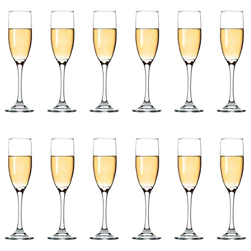 UMI UMIZILI Classic Champagne Flutes, Set of 12, 6 Oz Premium Stemmed Champagne Glasses, Sparkling Wine Glass, Crystal Clear