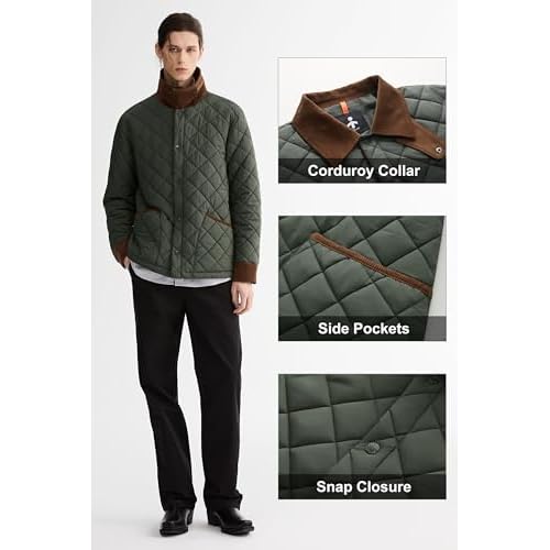 Orolay Men's Lightweight Quilted Puffer Jacket Waterproof Barn Coat Casual Outerwear with Pockets