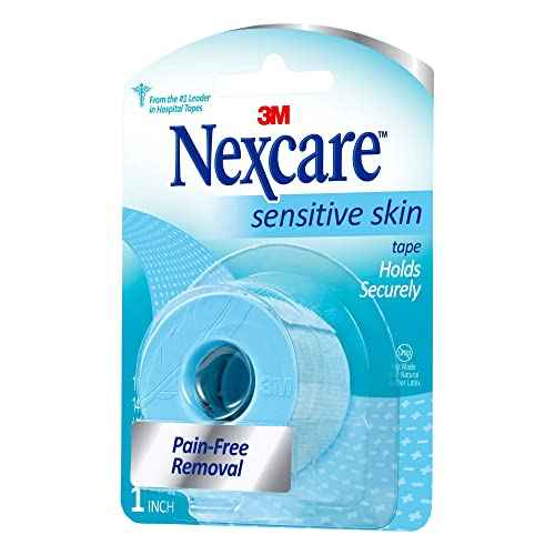 Nexcare Sensitive Skin Low Trauma Tape, 1 in x 4 yd, Pain-Free Removal, Hypoallergenic, 12 Rolls