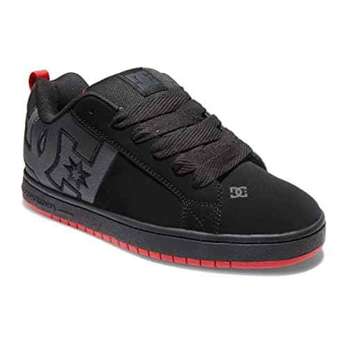 DC Men's Court Graffik SQ Low Top Casual Skate Shoe, Black/Grey/Red, 13