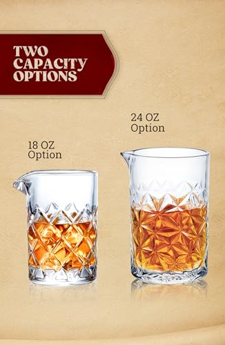 KITESSENSU Cocktail Mixing Glass 24oz 710ml - Crystal Bartender Accessories Glass Beaker to Mix & Stir Cocktails - Thick a...