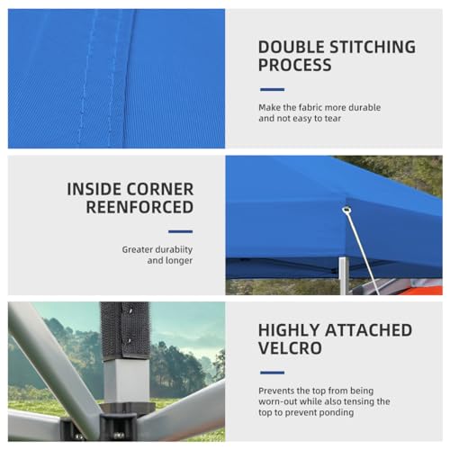 10x10 ft Pop Up Canopy Tent, Easy Up Instant Outdoor Canopy, Straight Legs, Wheeled Carry Bag - Blue