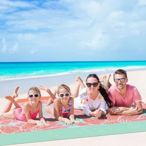 Omoojee Beach Blanket Waterproof Sandproof, 87" X 71" Beach Mat for Outdoor Beach, Picnic, Camping, Hiking (Pink Flower)