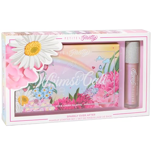 Petite 'N Pretty - WhimsiCali Eyeshadow & Cheek Makeup Palette and 10K Shine Lip Gloss Duo – Natural & Non-Toxic Face Make...