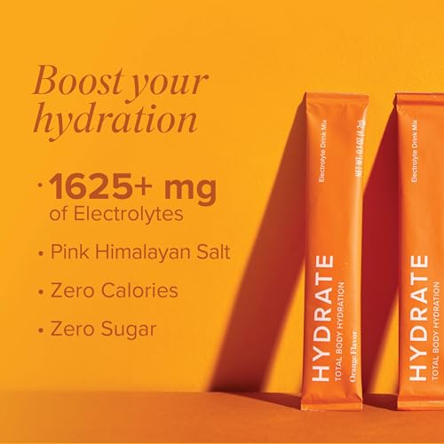 Isagenix Hydrate - Superior Hydration with 1625+ mg of Essential Electrolytes - No Added Sugar - Orange Flavor - 0.1 oz St...