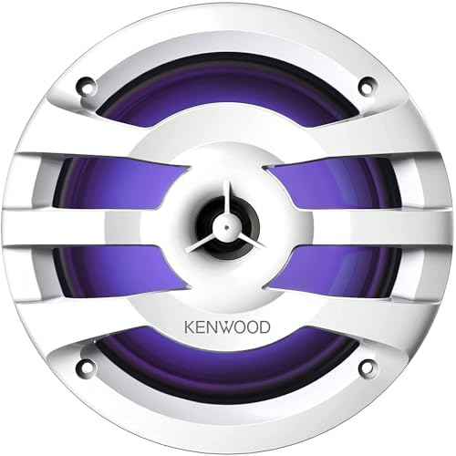 Kenwood KFC-1673MRWL 6-1/2" 2-Way Marine Speakers with Grilles (Pair) | Built-in LED Lights (White)